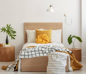 Yellow and White Single Size Bed — Furniture Shop in Gladstone, QLD