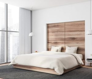 Queen Size Bed in Bedroom — Furniture Shop in Gladstone, QLD